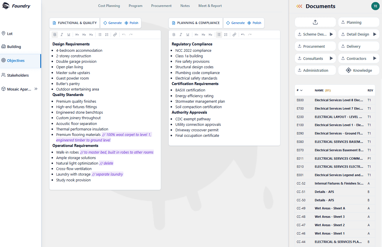 Project objectives and requirements setup